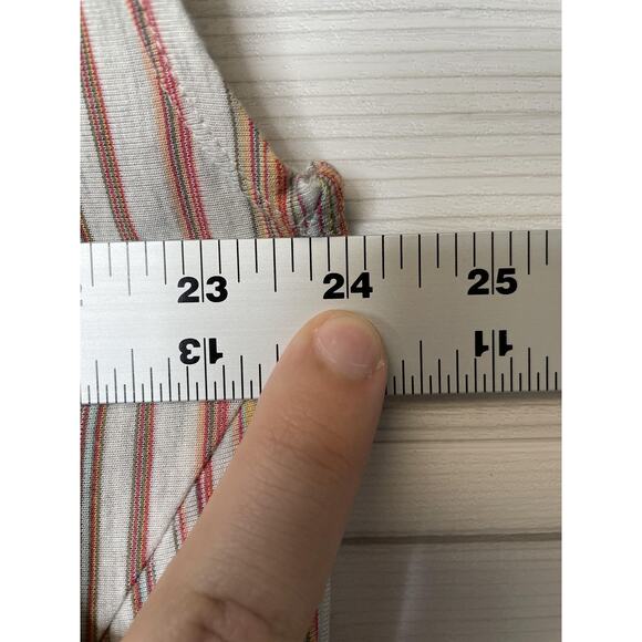 Max Studio Shirt Womens 2XL White Multi Stripe Side Tie Asymmetrical Hem - Picture 5 of 9